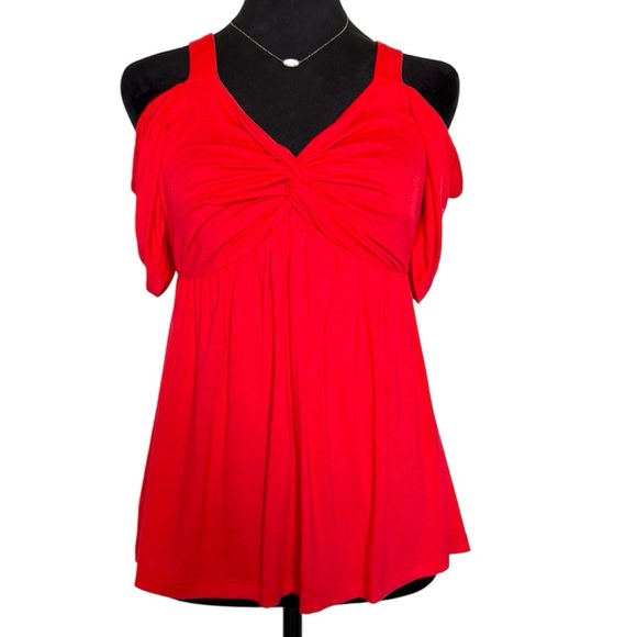 NWT NY & C Woman’s Small Red Off The Shoulder Ruffled Tank Top With Cute Accents - Picture 1 of 7